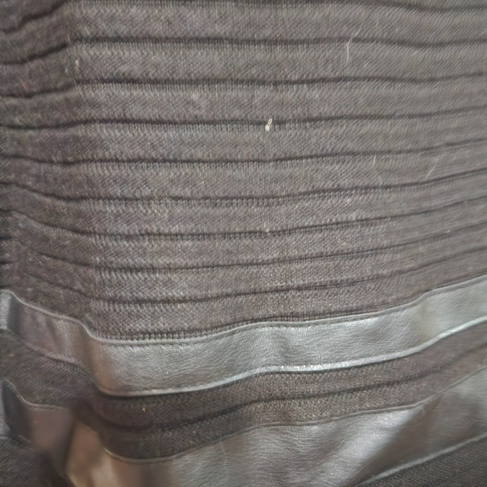 Calvin Klein Black Midi Dress with Leather Accents - Picture 5 of 11